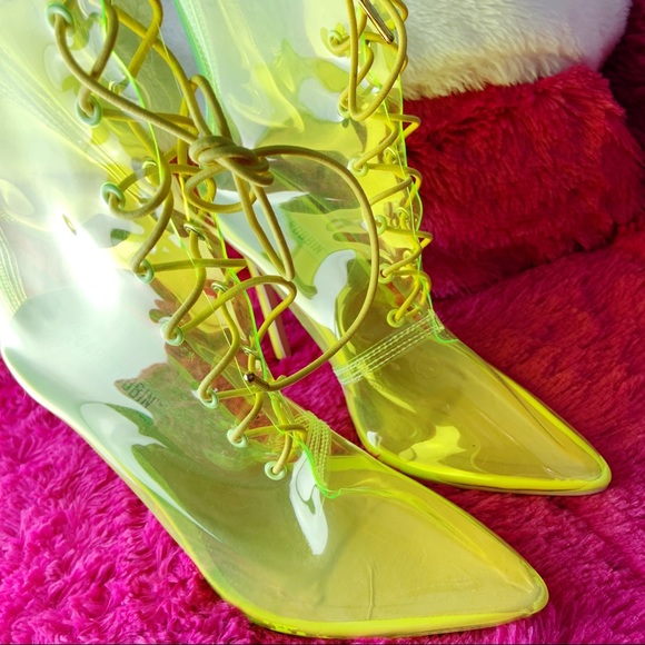 🌹Cape Robbin highlighter clear neon lace heels - Picture 3 of 8